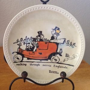 Vintage Newell Pottery Walking Through Merrie Englande Rockwell On Tour Plate